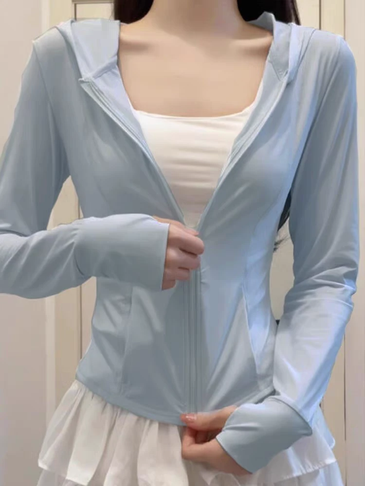 2025防晒衣女款夏季冰丝薄款修身开衫防紫外线紧身防晒服外套