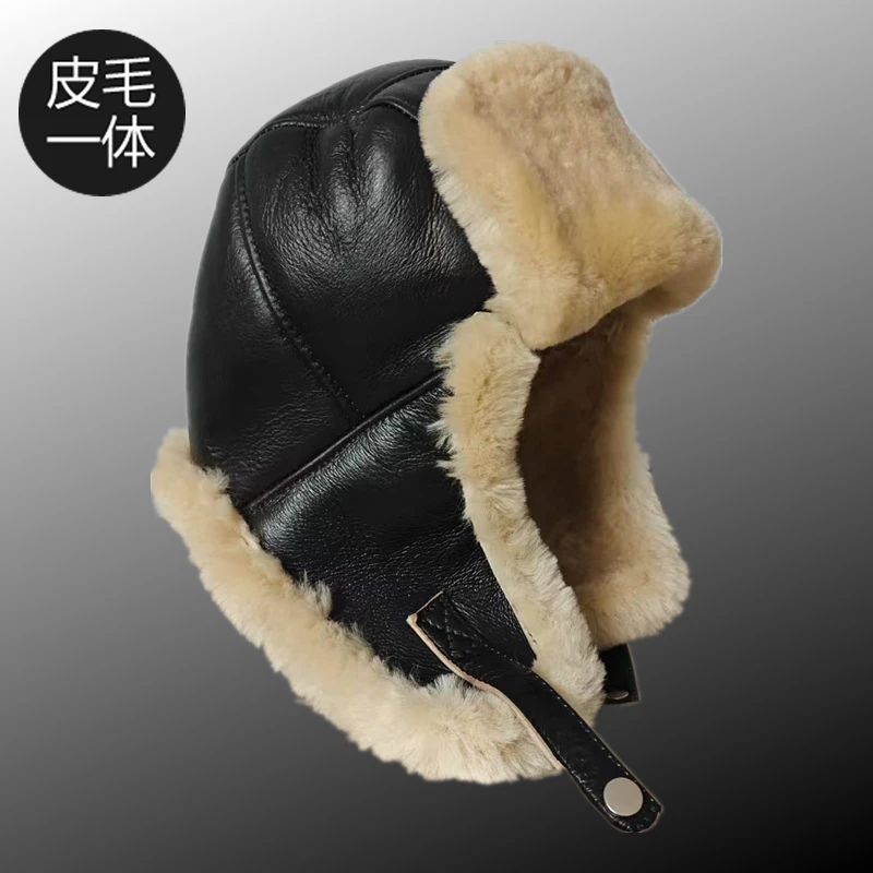 皮毛一体骑行帽子保暖帽复古港风加厚韩版韩式雷锋帽冬季
