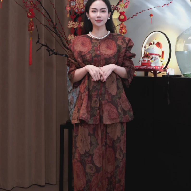 知否亚麻套装宽松大气