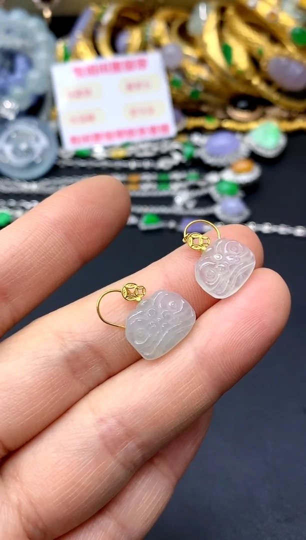 18K金镶嵌翡翠耳饰95-中国好珍宝