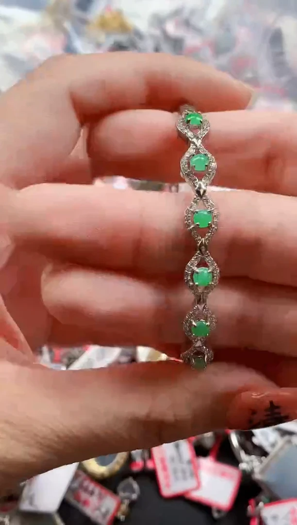 银S925镶嵌戒指翡翠天然A货缅甸翡翠