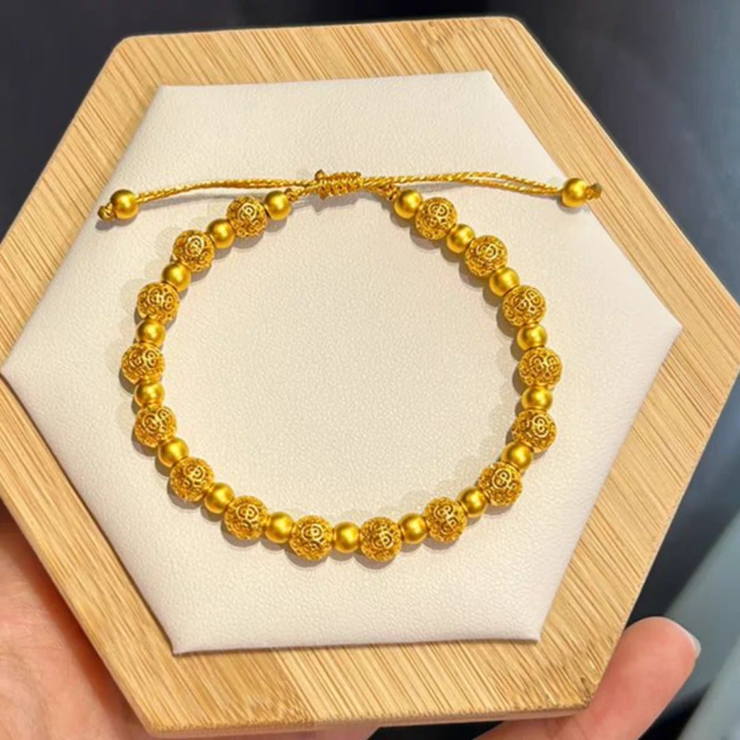 999镀k绣球珠编织手链气质时尚设计感古风链条24