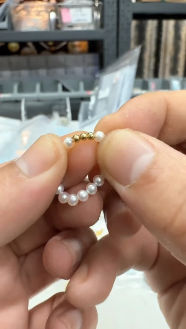 【闪购商品】淡水珍珠戒指18K金镶嵌3-4mm