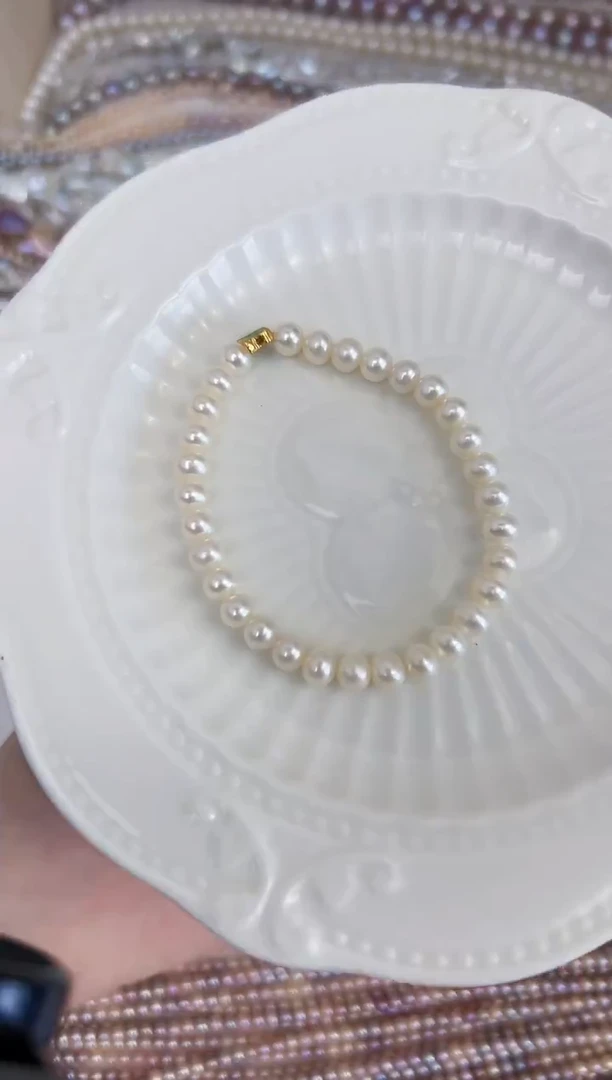 淡水珍珠手串银S925镶嵌a08