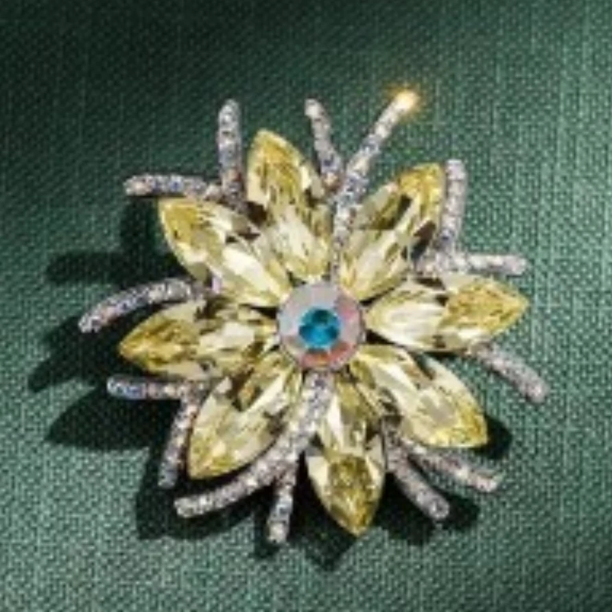 铜合金仿水晶胸针 禧娘娘-小众手工时尚创意复古大衣胸针-S3443