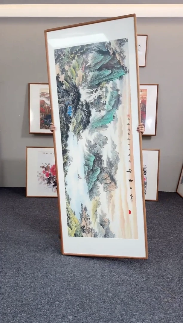 国画旭日东升210*80手绘作品