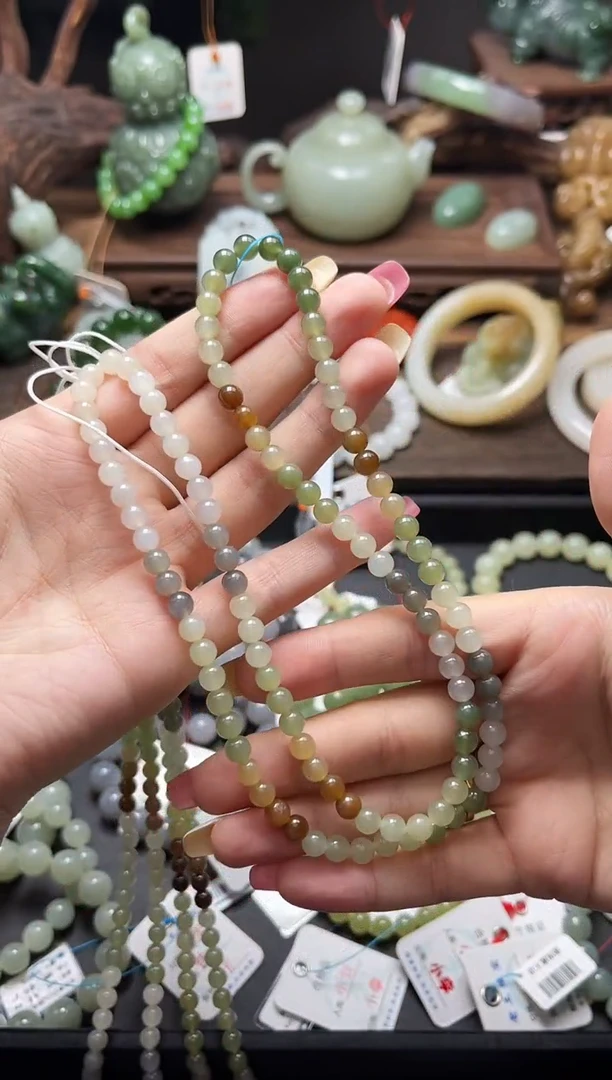 和田玉未镶嵌项链108卡6多宝珠链9008570