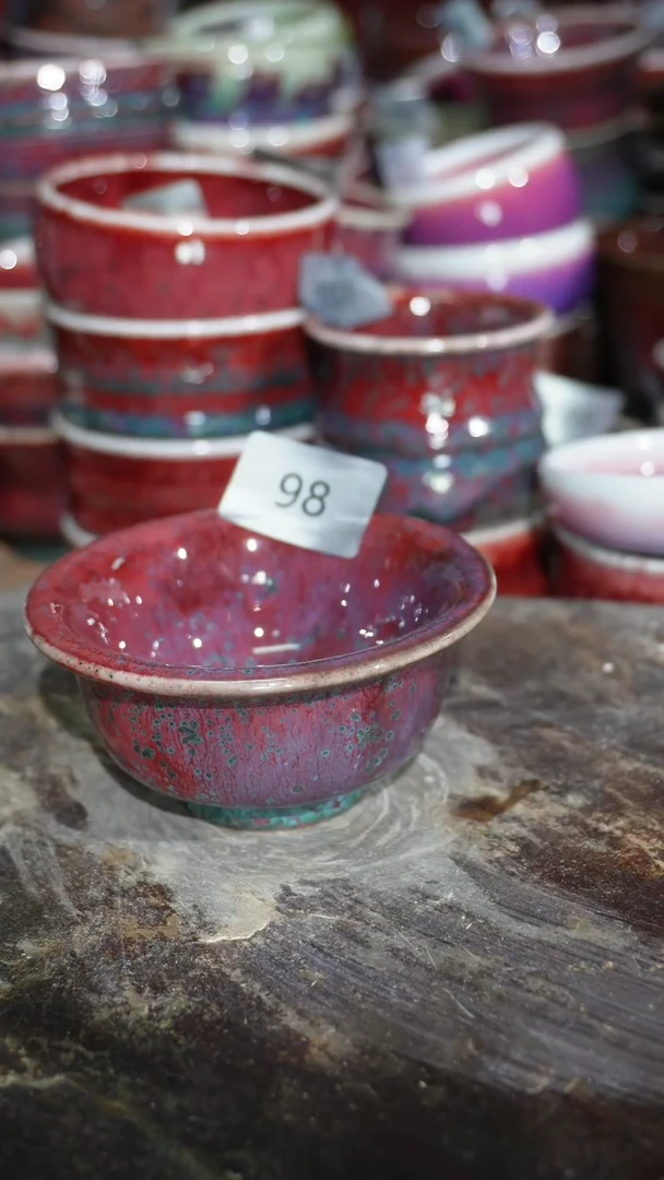 摆件陶精品窑变钧瓷茶器