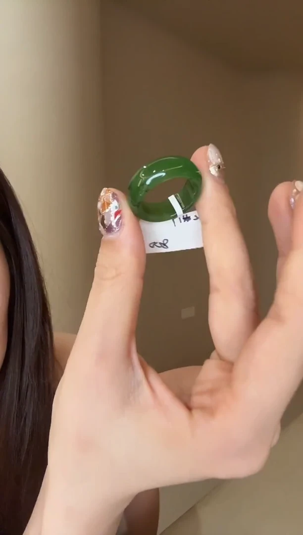 未镶嵌戒指和田玉17码乌兰海碧玉