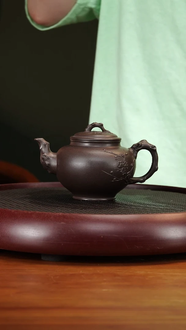 茶壶紫砂29LJ梅花报春 老紫泥410cc