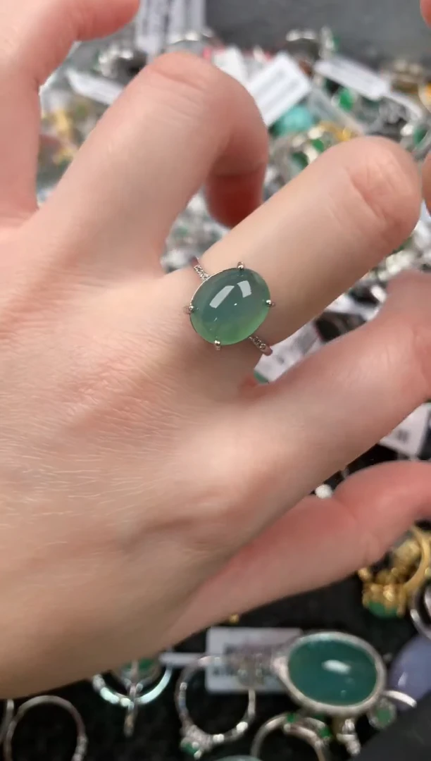 银S925镶嵌戒指翡翠333---10
