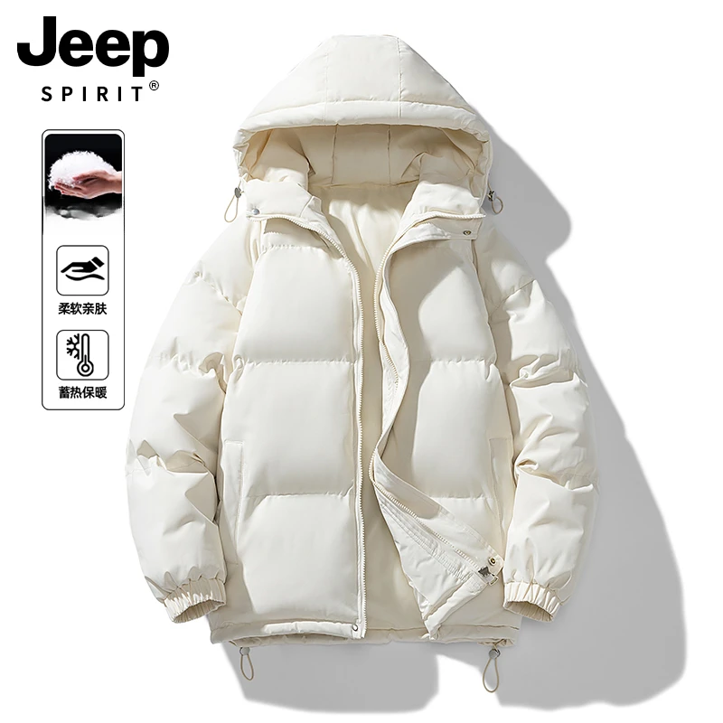 JEEP SPIRIT棉服女冬季2025新款情侣连帽面包服休袄保暖加厚棉服