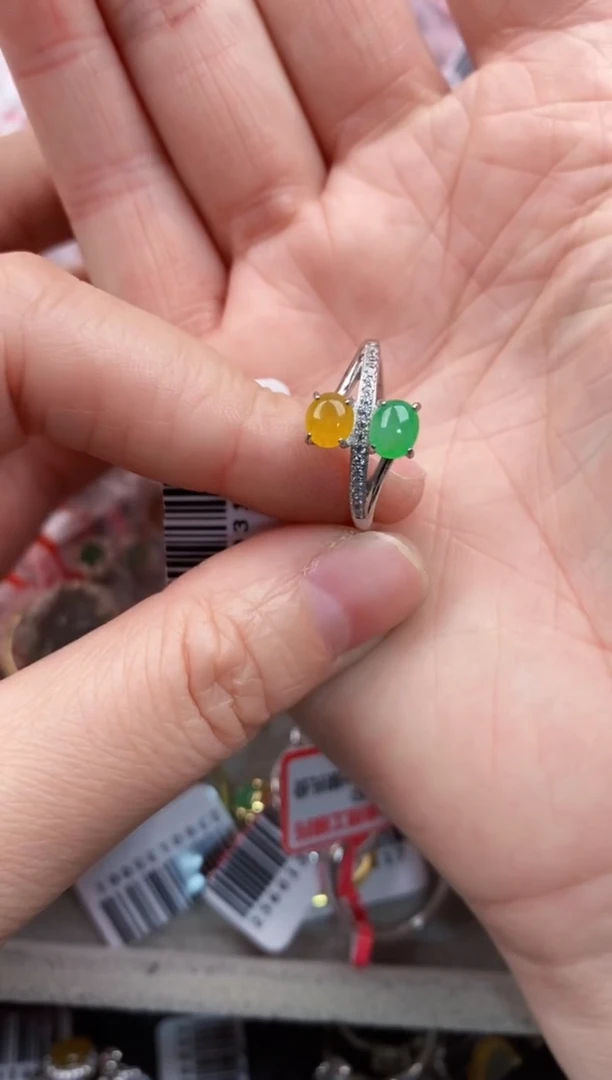 银S925镶嵌戒指翡翠555-----10
