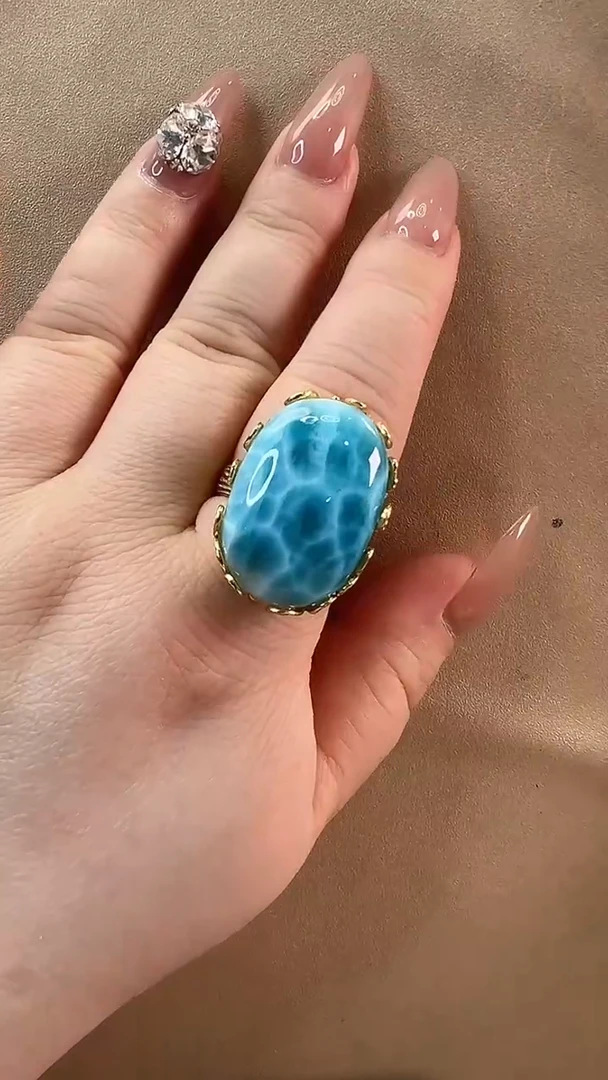 【闪购商品】针钠钙石（海纹石）戒指未镶嵌戒指