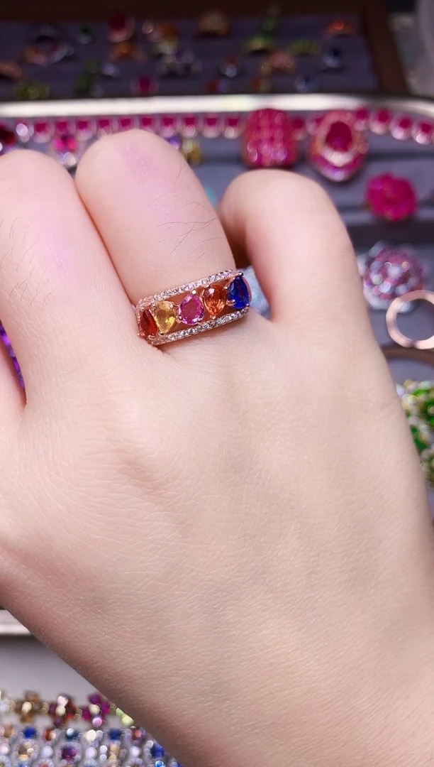 戒指蓝宝石银S925镶嵌....