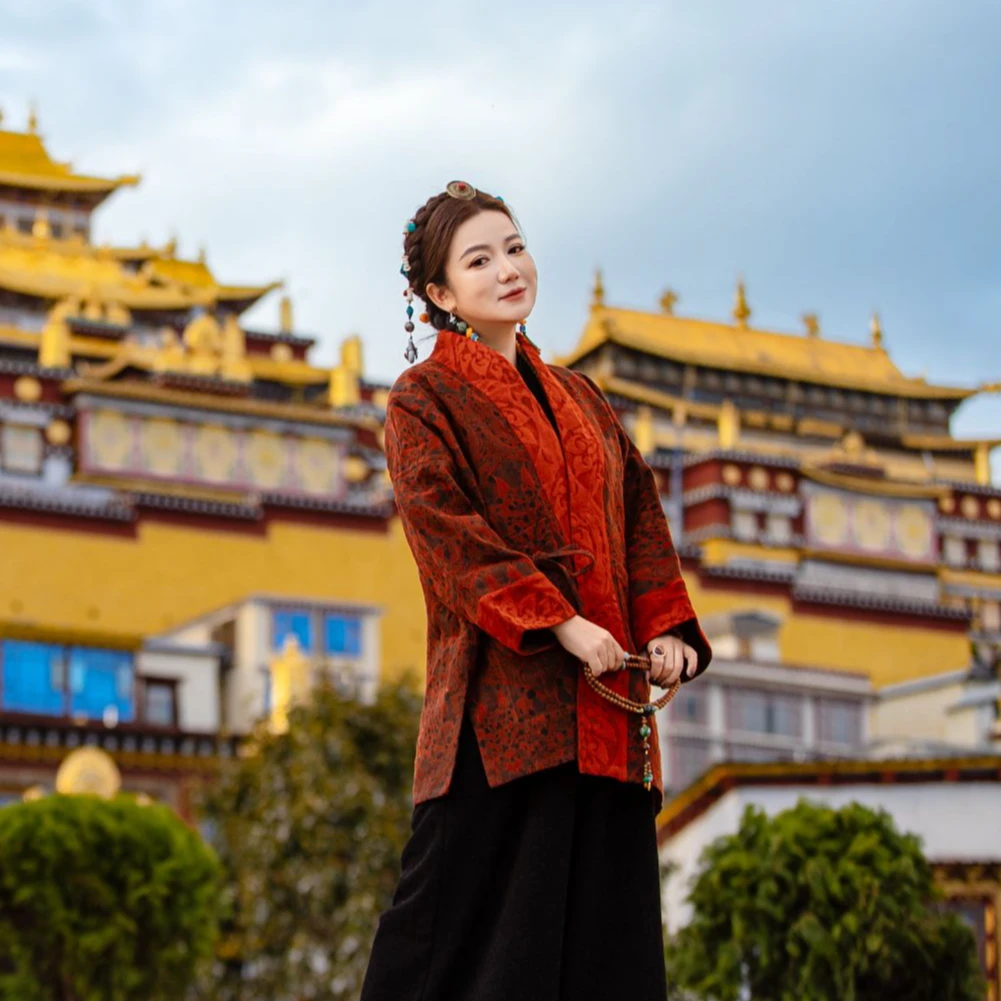 爱上莲心【橘色宝莲花】柞蚕丝袈裟  秋冬时尚百搭新中式老钱风国风