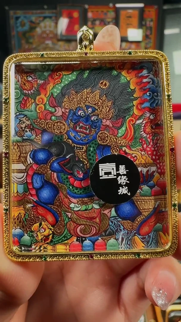 吊坠壹善缘城手绘唐卡黑C