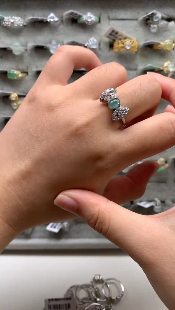 银S925镶嵌戒指翡翠2