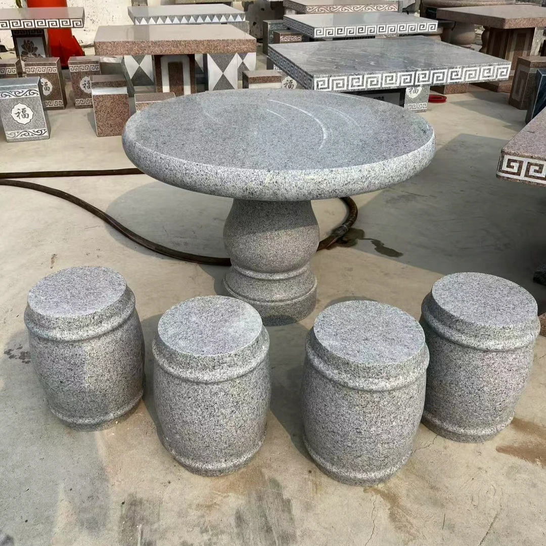 天然花岗岩石桌石凳适用户外庭院别墅花园家用批发石头石材