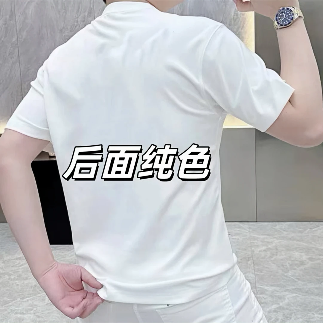 新款简约字母纯棉半袖图案圆领百搭时尚修身休闲潮流T恤打底衫帅