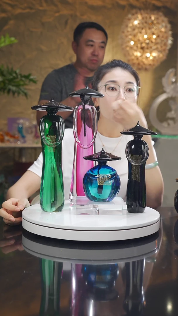 琉璃虎*小人摆件四只带2只底座