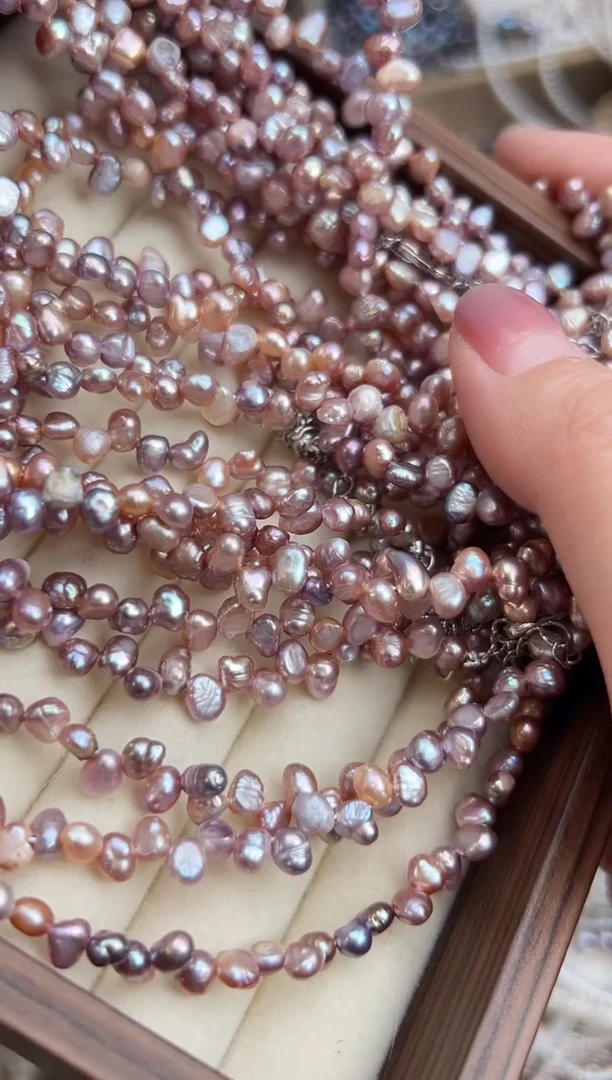 未镶嵌福利淡水珍珠无核*强光珍珠花瓣项链（糖果紫）多样性发一