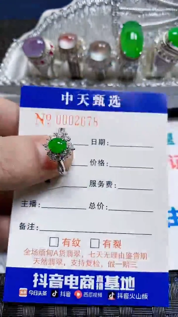 银S925镶嵌戒指翡翠/2678