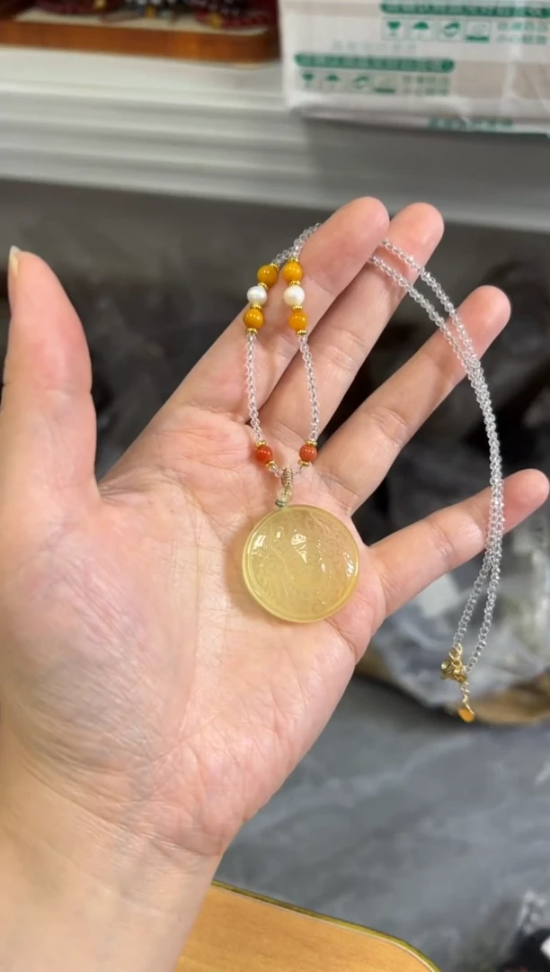 水晶手链未镶嵌切面白晶黄水晶扎基吊坠项链[0781]