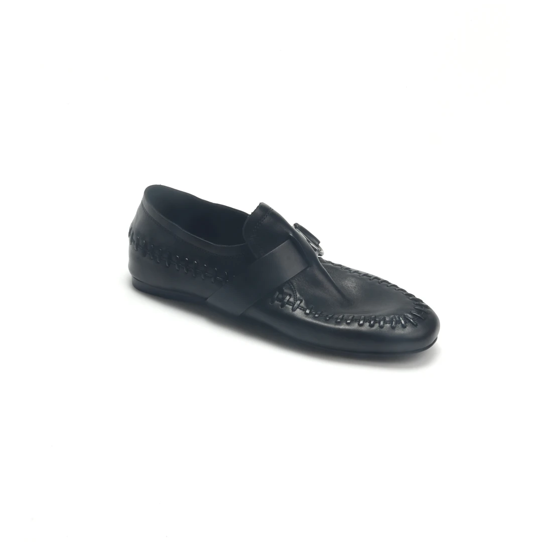 圆头水洗马皮欧洲时尚皮带扣平底小皮鞋手工舒适浅口女单鞋1869-2