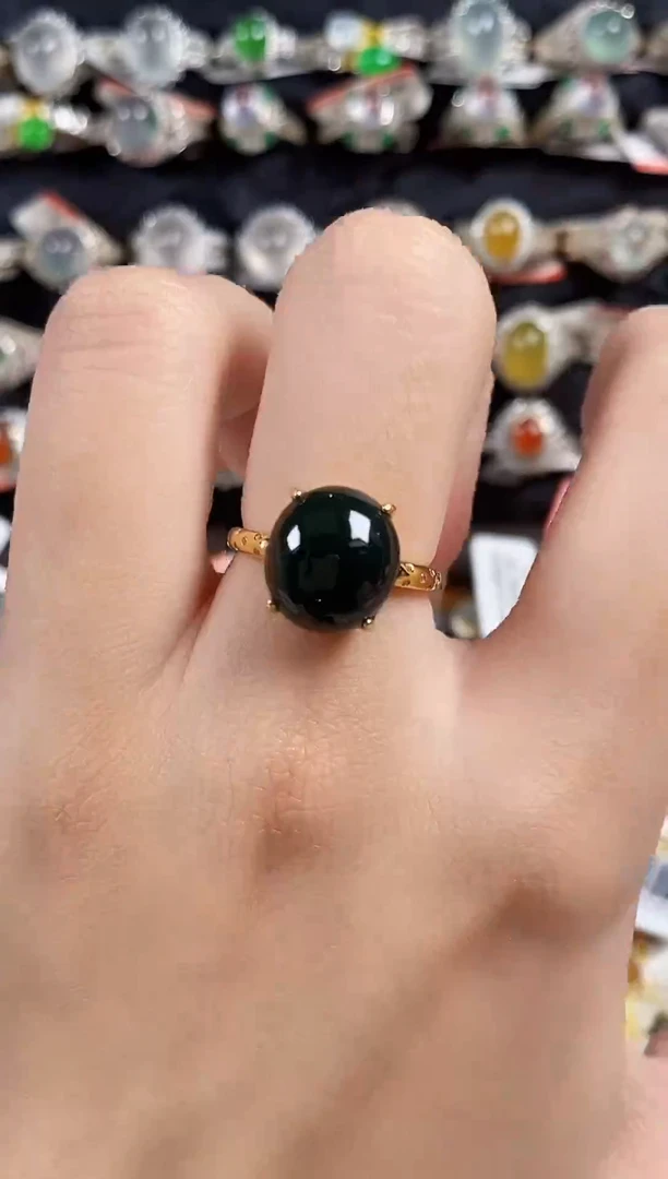 银S925镶嵌戒指翡翠天然A货翡翠57