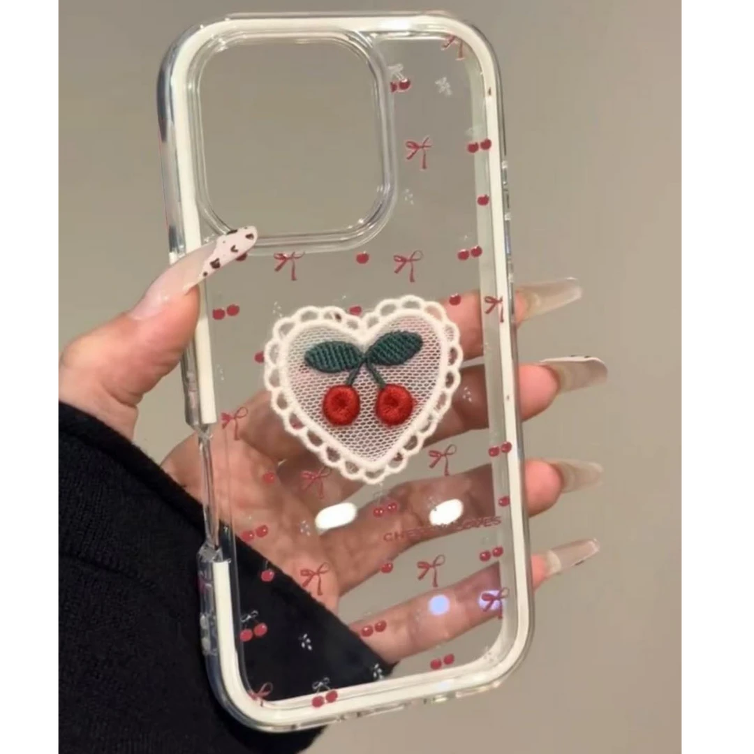 蝴蝶结樱桃适用苹果15Pro手机壳iPhone16promax创意14/13女12