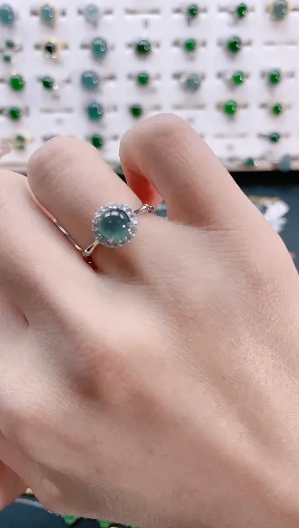 【闪购商品】翡翠戒指银S925镶嵌天然翡翠