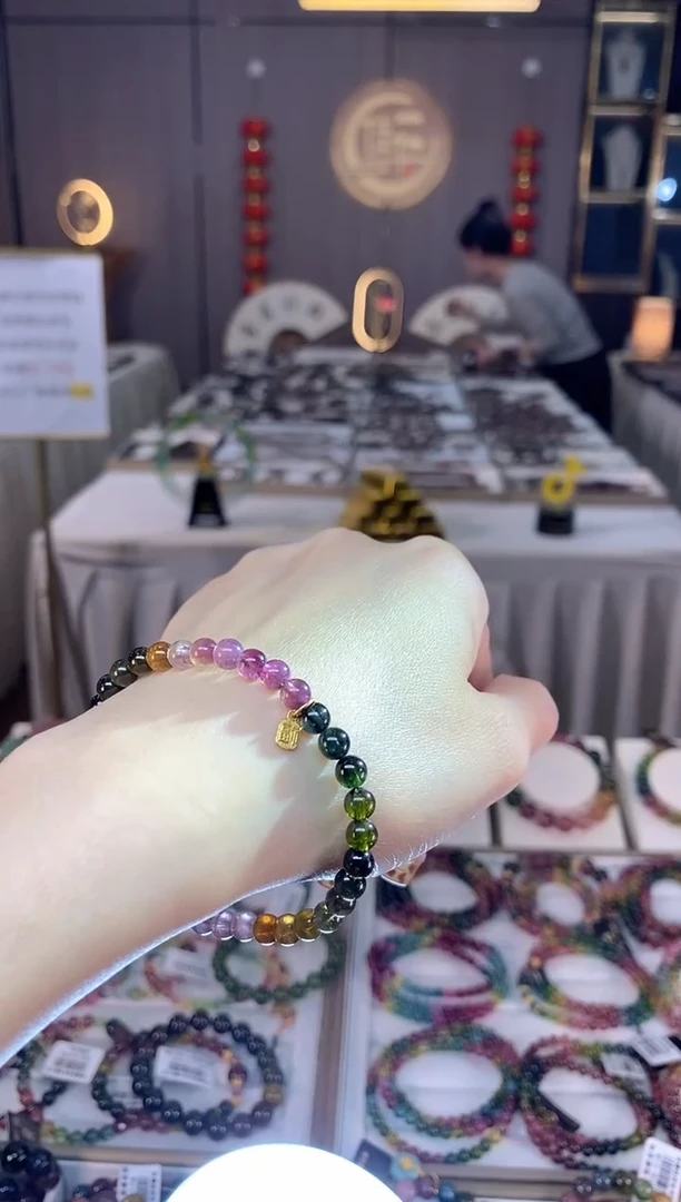 未镶嵌老矿碧玺单圈手串5mm+碧玺dan多样性发货一条