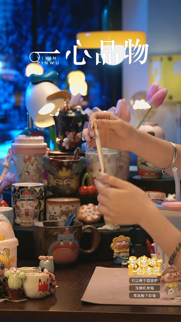 摆件A259景德镇手工手绘杯子摆件