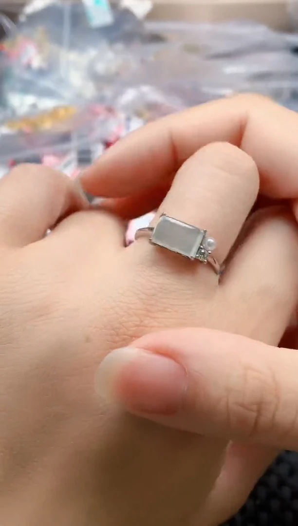 银S925镶嵌戒指翡翠天然A货缅甸翡翠