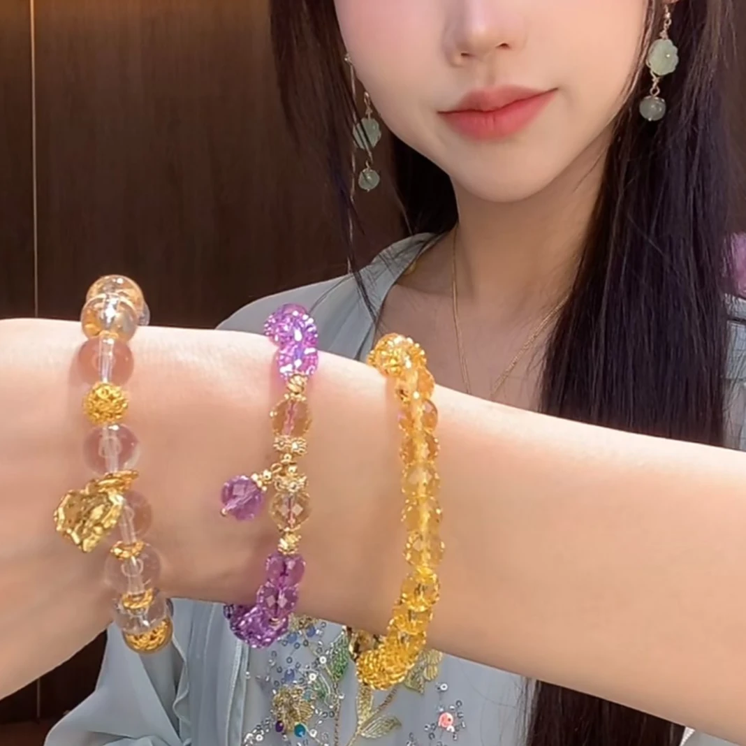 非金属仿水晶手链 简约精美复古彩色精致镶嵌时尚水晶手链