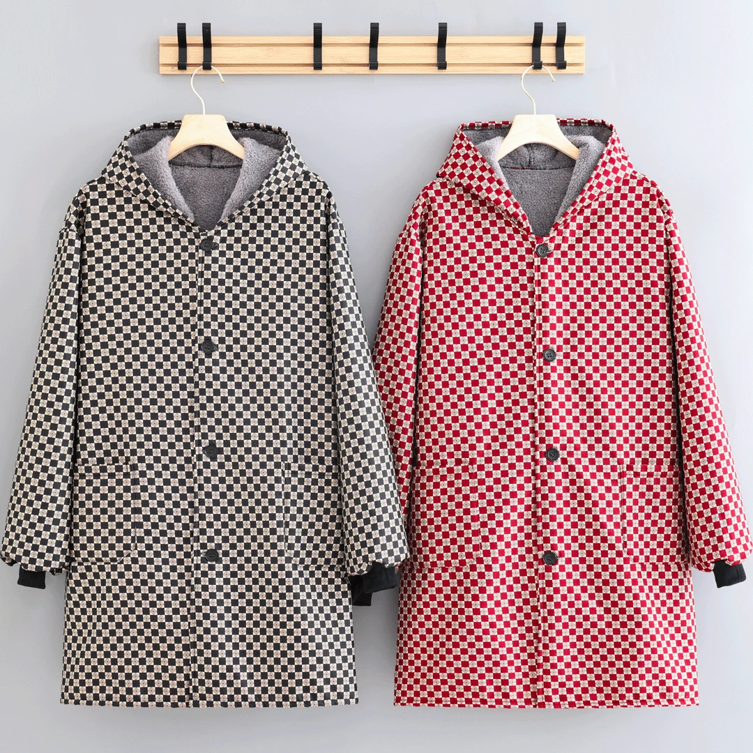 保暖罩衣加厚长袖围裙加绒防水防油家用工作服厨房上班时尚外套