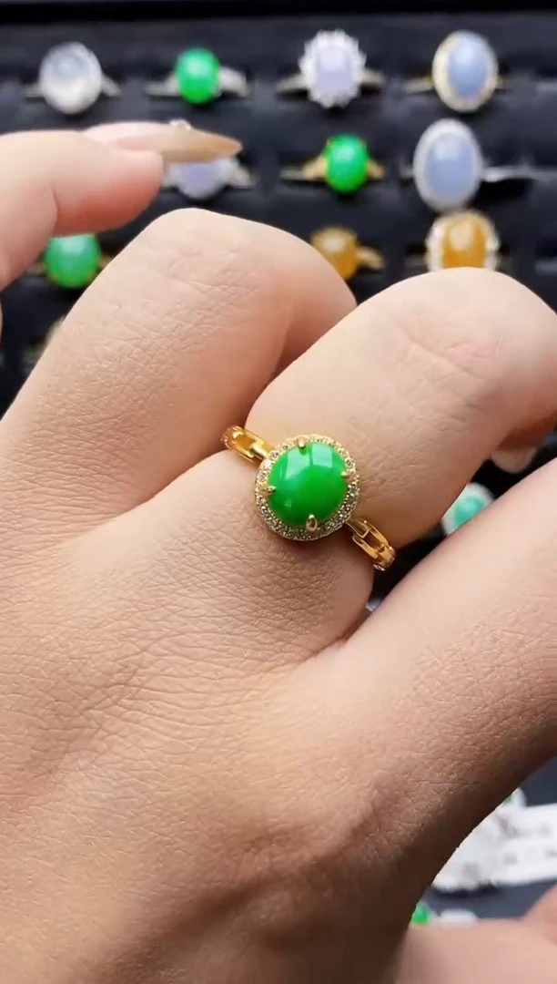 银S925镶嵌戒指翡翠7003