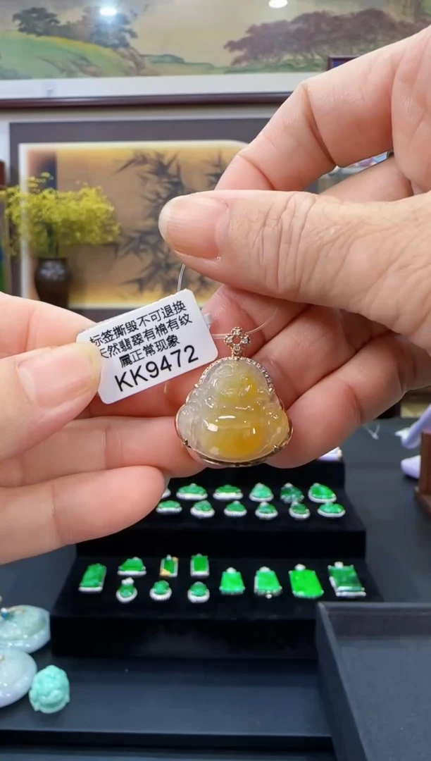 颈饰18K金镶嵌翡翠KK9472佛公