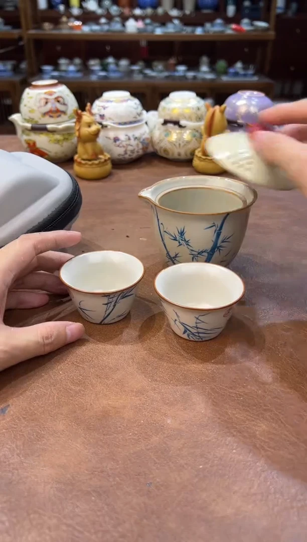 真的很便宜超好看会开片的旅行茶具