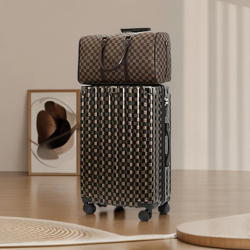 拉链款棋盘格行李箱登机行李箱旅行箱拉杆箱密码箱旅行