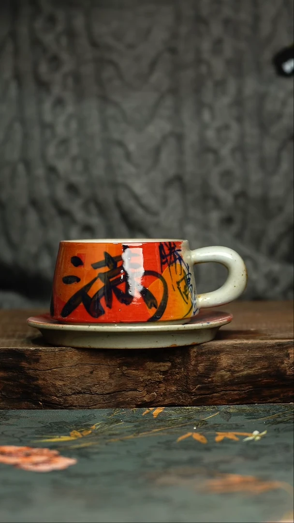 【闪购商品】杯釉下彩手工手绘同款陶器