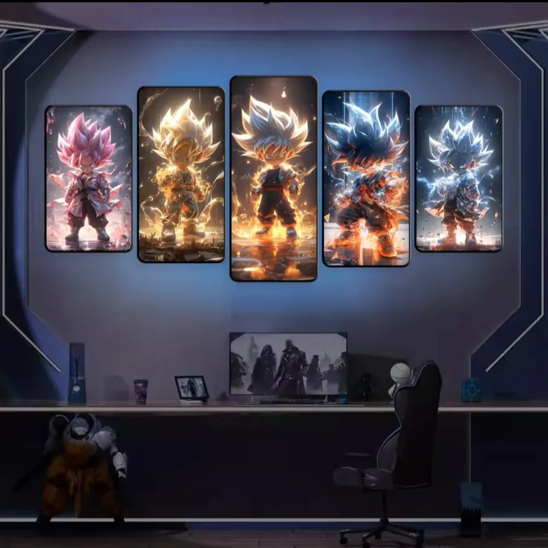 七龙珠装饰画超级赛亚人悟空贝吉塔宿舍装饰品电竞房动漫五联挂画