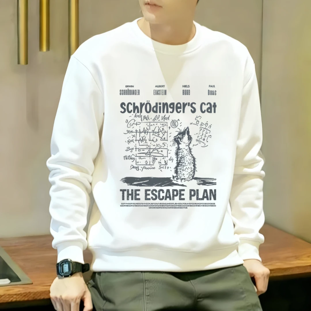 秋冬季新款男士休闲卫衣潮牌字母猫咪时尚舒适流行长袖上衣服男款