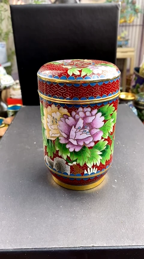 【闪购商品】非遗技艺 景泰蓝茶叶罐红色