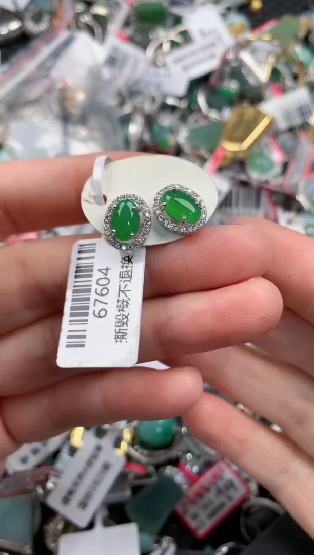 银S925镶嵌戒指翡翠444---10