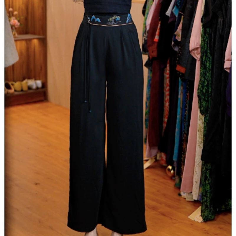 9773-3新款女士刺绣休闲裤