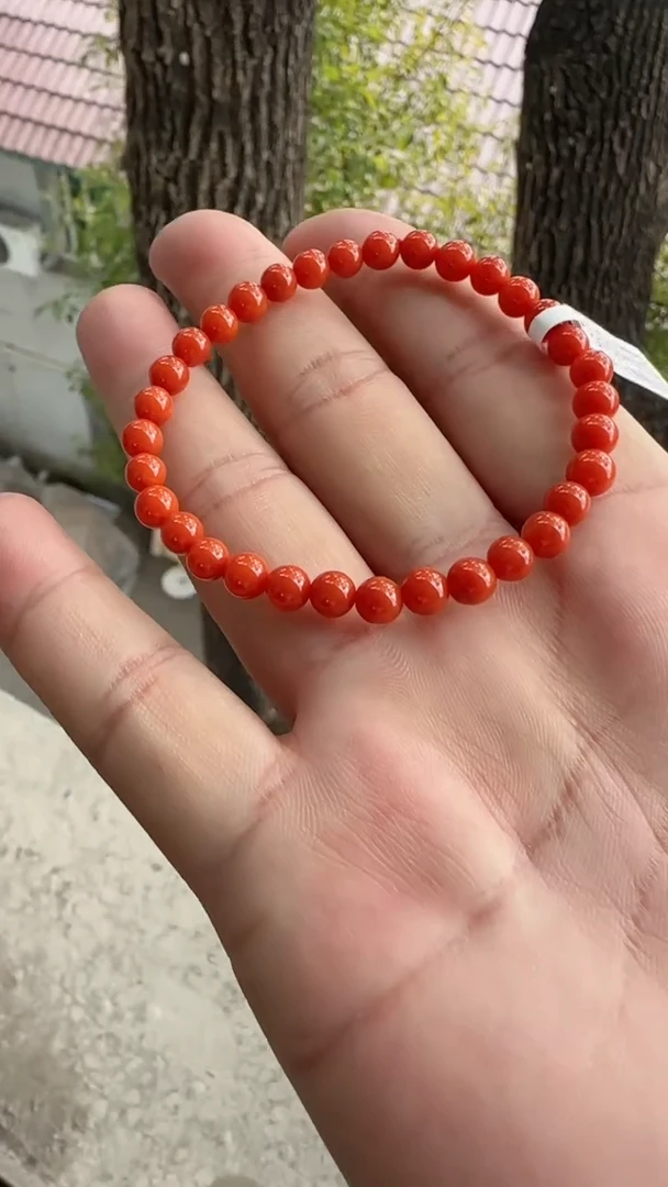 未镶嵌多样性发一件南红玛瑙【高货】柿锦红5mm保山圆珠单圈