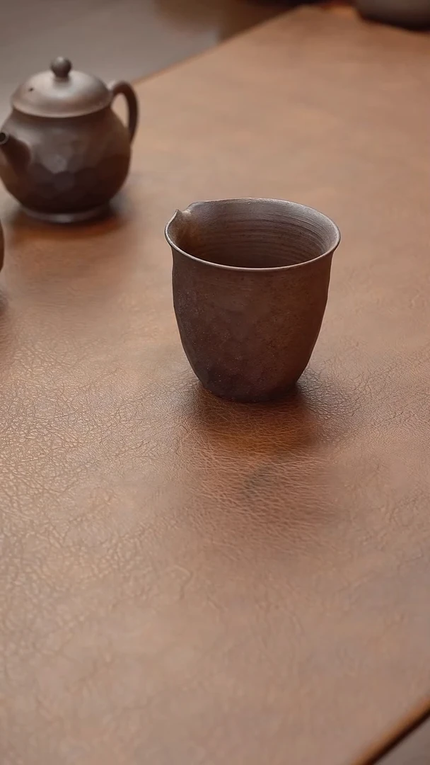 瓷片裸烧铁胎水立方公道杯