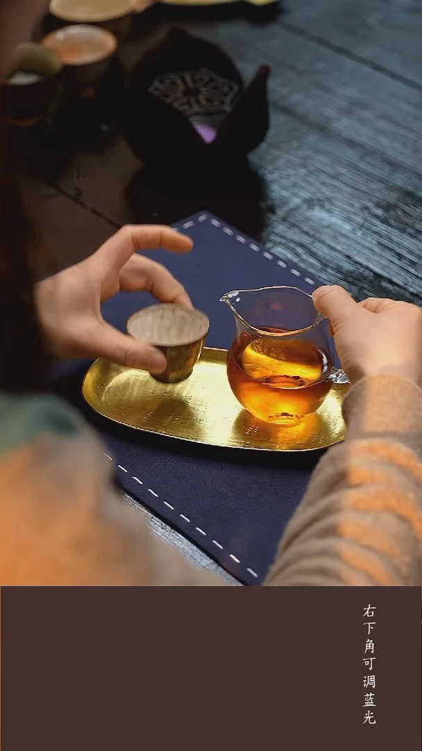 【慢茶小窗边闪购】纯黄铜椭圆盘